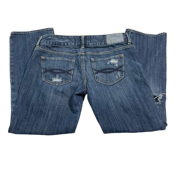Abercrombie and Fitch Womens Jeans Size 4 Distressed Capri Blue Jeans Dark Wash - Picture 5 of 12